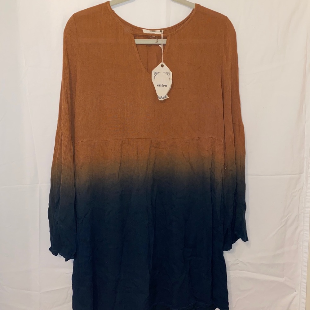 Entro Long Sleeve Two Toned Dress Sz Small